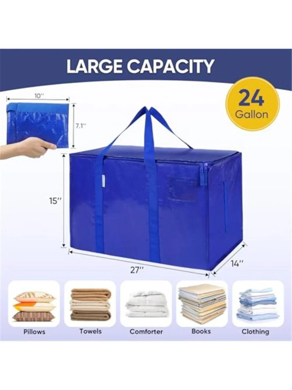 6 Pack Extra Large Moving Bags Heavy Duty with Zippers & Carrying Handles